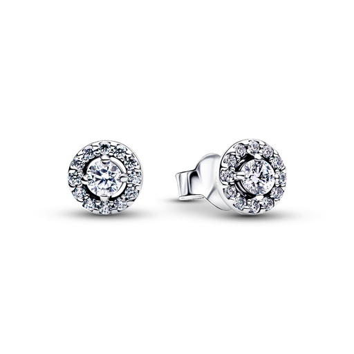 [293019C01] Pendientes Pandora Botón Halo Redondo Pavé  293019C01