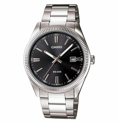[MTP-1302PD-1A1VEF] Reloj Casio Hombre Acero y Esfera Negra MTP-1302PD-1A1VEF