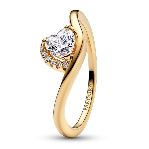 Anillo Pandora Corazón Ondulado Dorado 163660C01