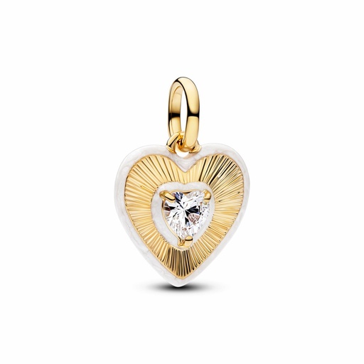 [764409C01]  Charm Pandora Medallón Corazón Radiante Blanco 764409C01