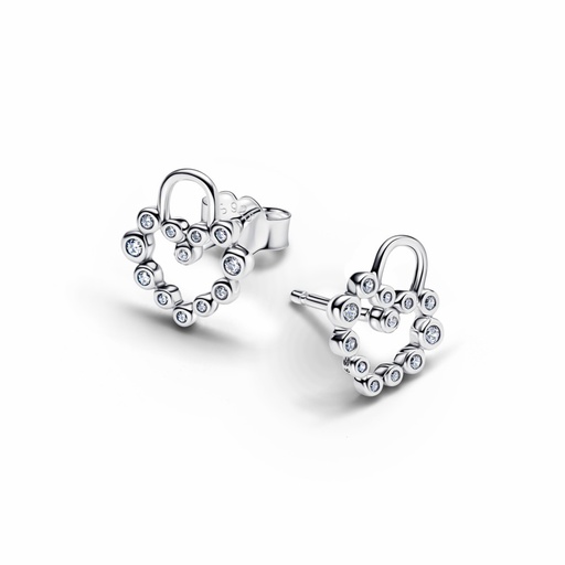 [294419C01] Pendientes Pandora de Botón Candado Corazón Brillante 294419C01