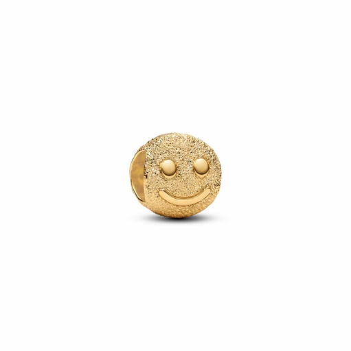 [764526C00] Charm Pandora Mini Cara Feliz Textura Dorada 764526C00