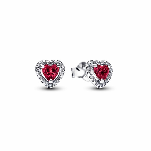 [298427C04] Pendientes Pandora de Botón Corazón Elevado Rojo 298427C04