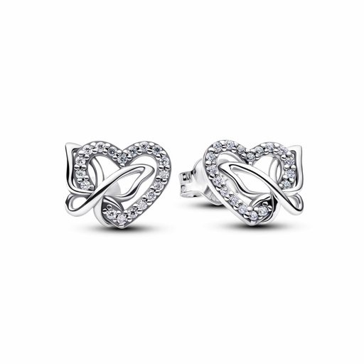 [294476C01] Pendientes Pandora Botón Corazón y Mariposa 294476C01