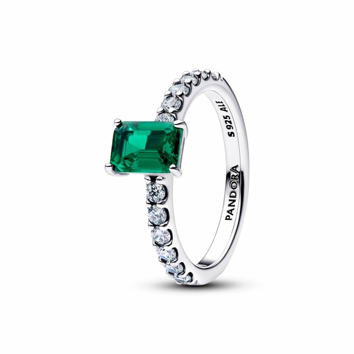Anillo Pandora Halo Rectangular Verde Brillante 194506C01