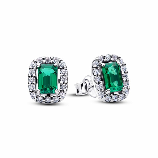 [294501C01] Pendientes Pandora Botón Halo Rectangular Verde Brillante 294501C01