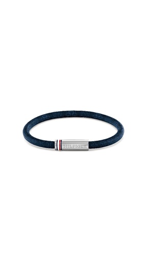 [2790702] Pulsera Tommy Hilfiger Cuero Cordón Azul y Acero Hombre 2790702