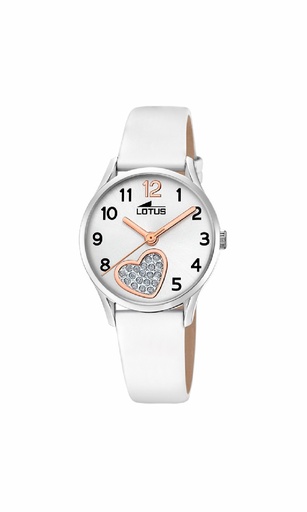 [18406/E] Reloj Lotus Junior Niña Piel Blanca y Esfera Blanca con Corazón 18406/E