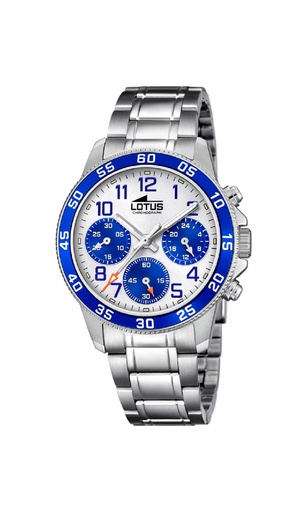 [18580/7] Reloj Lotus Junior Niño Acero y Esfera Blanca/Azul 18580/7