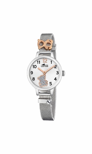 [18659/4] Reloj Lotus Junior Acero y Esfera Platada con Oso 18659/4