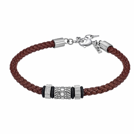 [LS2549-2/2] Pulsera Lotus Style Men Basic Acero Inoxidable y Piel Marrón Hombre LS2549-2/2