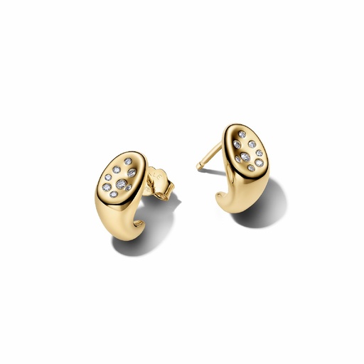 [264661C01] Pendientes Pandora de Botón Forma Orgánica con Gemas Engastadas 264661C01