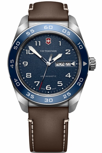 [V242040] Reloj Victorinox Swiss Army SS Blue Dial Brown Strap Hombre V242040