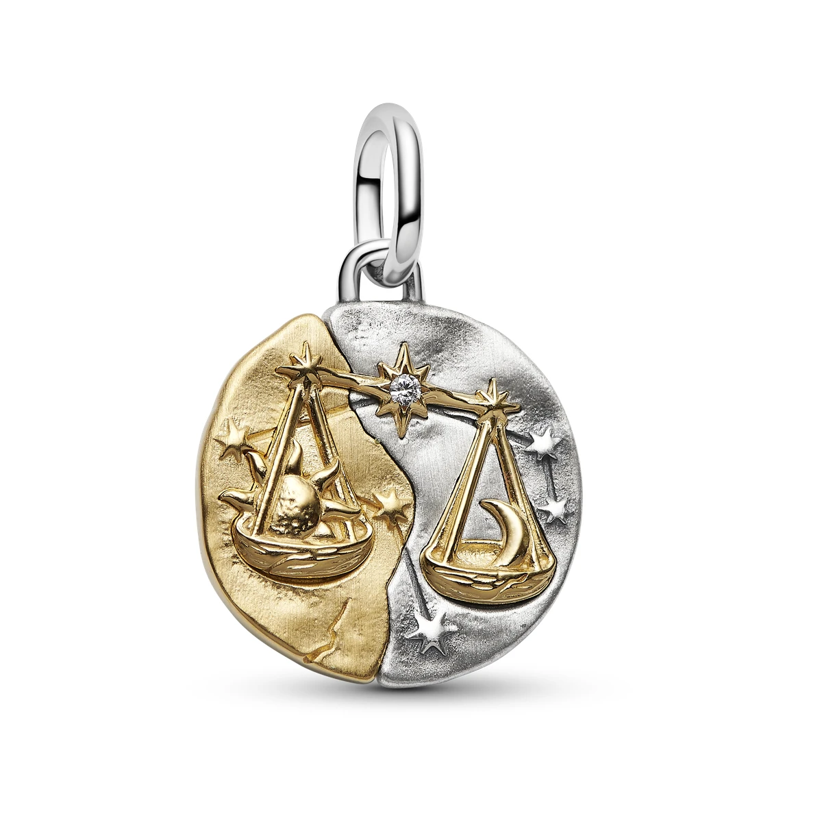 [764983C01] Charm Medallón en plata de ley y con un recubrimiento en oro de 14k Zodiaco Libra