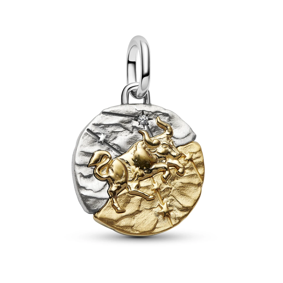 [764986C01] Charm Medallón en plata de ley y con un recubrimiento en oro de 14k Zodiaco Tauro