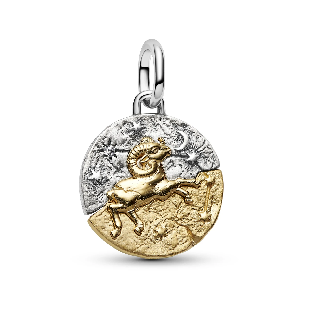 [764993C01] Charm Medallón en plata de ley y con un recubrimiento en oro de 14k Zodiaco Aries