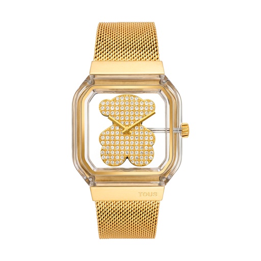 [3000157900] Reloj Tous D-Bear Party Policarb Oso Zrc IP Oro Malla 3000157900