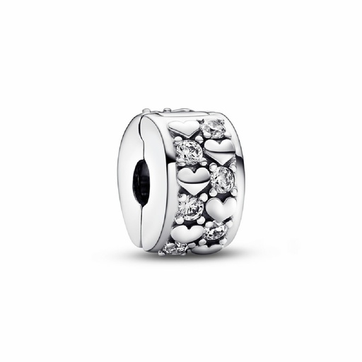 [792235C01] Clip Pandora Corazones Infinitos Brillantes
