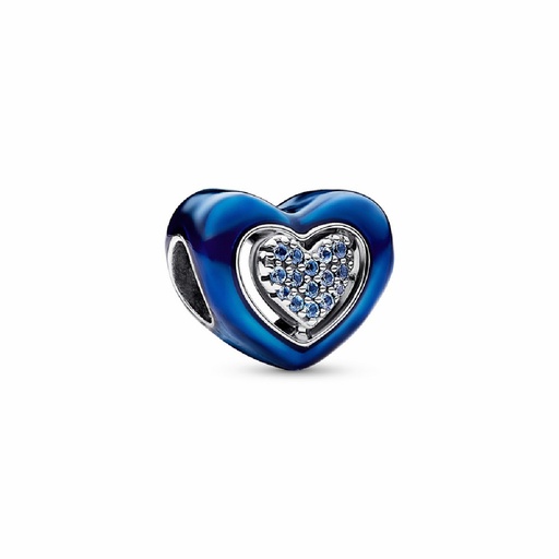 [792750C01] Charm Pandora Corazón Giratorio Azul Persona Favorita
