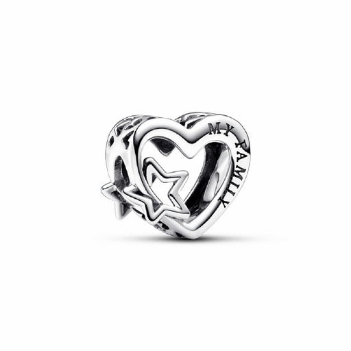 [792829C00] Charm Pandora Familia Corazón calado y Estrella