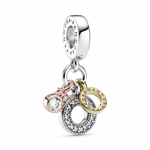 [799044C01] Colgante Pandora tricolor Monógama y Logo