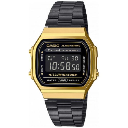 [A168WEGB-1BEF] Reloj Casio Vintage Unisex Acero Bicolor IP Negro y Dorado A168WEGB-1BEF