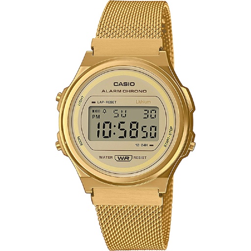 [A171WEMG-9AEF] Reloj Casio Vintage Unisex Redondo Dorado A171WEMG-9AEF
