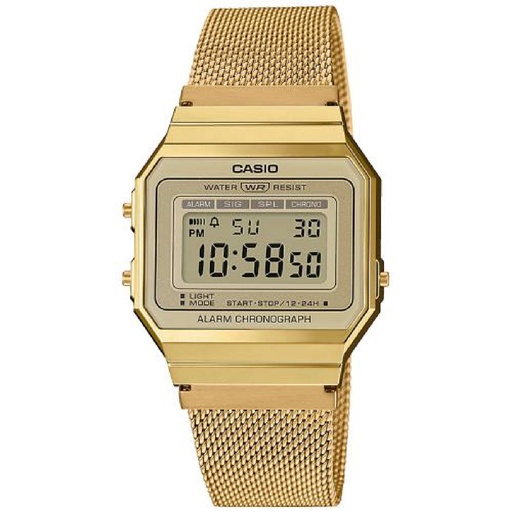 [A700WEMG-9AEF] Reloj Casio Vintage Unisex Malla Milanesa Acero IP dorado