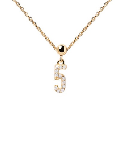 [CH01-005-U] Charm PDPaola Nº 5 Plata Baño Oro y Circonitas CH01-005-U