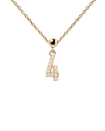 [CH01-006-U] Charm PDPaola Nº 4 Plata Baño Oro y Circonitas CH01-006-U