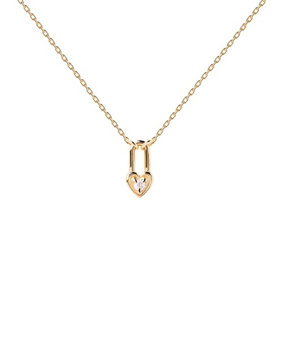 [CO01-510-U] Collar PDPaola Candado Corazon Gold CZ  CO01-510-U