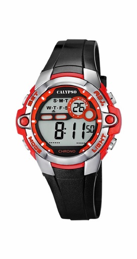 [K5617/5] Reloj Calypso Hombre Crush Digital Multifunión Caucho Negro/Rojo K5617/5