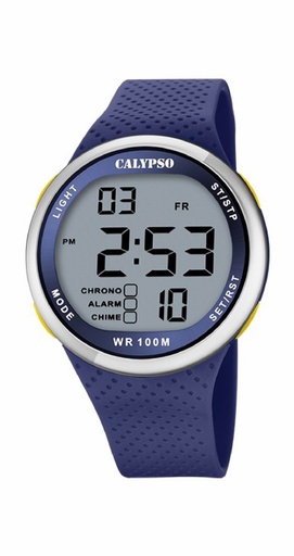 [K5785/3] Reloj Calypso Hombre Splash Digital Acero Caucho Azul K5785/3