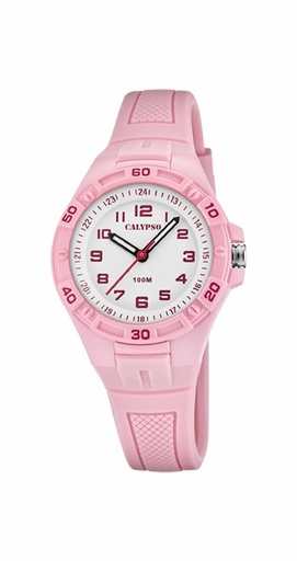 [K5832/2] Reloj Calypso Niña Analógico Silicona Rosa ESfera Blanca K5832/2