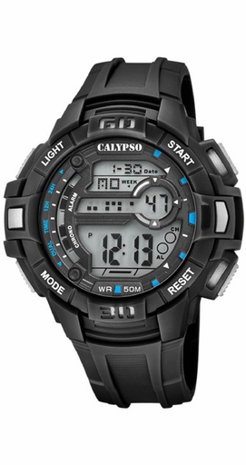 [K5836/4] Reloj Calypso Hombre Digital Caucho Negro y Detalles Azul K5836/4