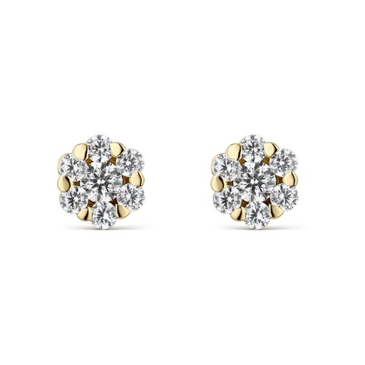 [LEA-201-815-UU] Pendientes Litta Fiore Oro Amarillo Flor Circonitas LEA-201-815-UU