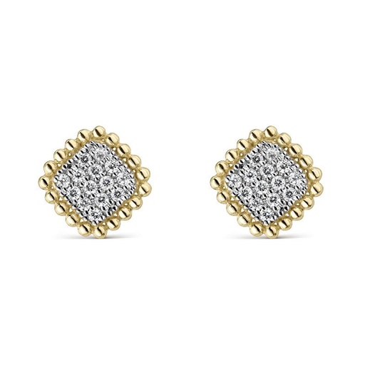 [LEA-201-818-UU] Pendientes Litta Fiore Sello Pave Circonitas en Oro Amarillo LEA-201-818-UU