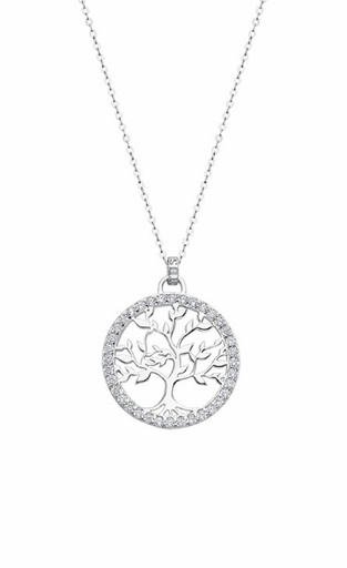 [LP1746-1/1] Collar Lotus Silver Árbol de la Familia Brillante LP1746-1/1