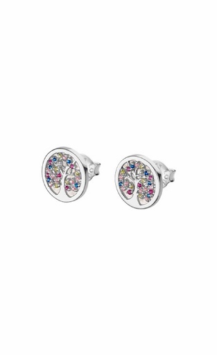 [LP1889-4/1] Pendientes Lotus Silver Mujer Árbol de la Vida Circonitas de Color