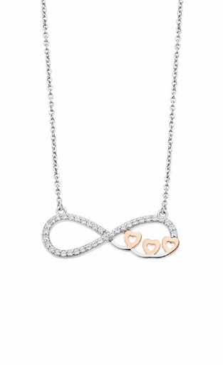 [LP3313-1/1] Collar Lotus Silver Plata Infinito y Tres Corazones Rose LP3313-1/1