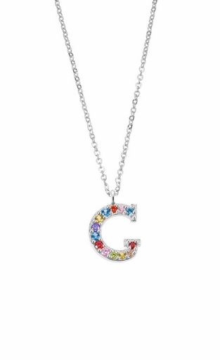 [LP3426-1/G] Collar Lotus Silver Mujer Letra G Multicolor LP3426-1/G