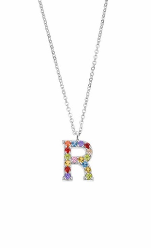 [LP3426-1/R] Collar Lotus Silver Mujer Letra R Multicolor LP3426-1/R