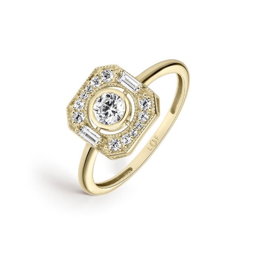 [LRN-201-821-12] Anillo Litta Fiore Vintage con Circonitas en Oro Amarillo LRN-201-821-12