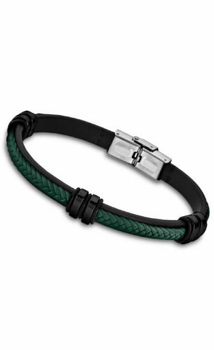 [LS1829-2/8] Pulsera Lotus  Style Urban Hombre Acero y  Piel Bicolor LS1829-2/8