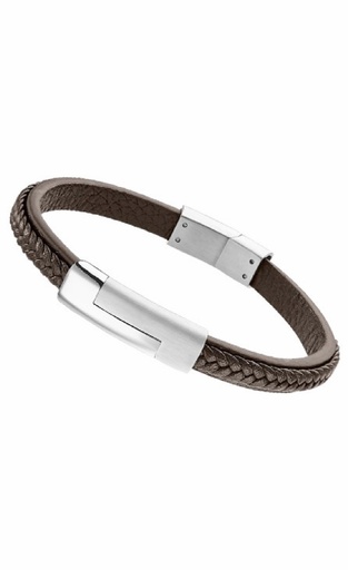 [LS1965-2/3] PULSERA LOTUS STYLE CAB BASIC PIEL MARRON.