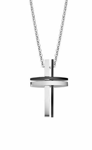 [LS1984-1/1] Collar Lotus Style Men in Black  Hombre Acero Inox LS1984-1/1