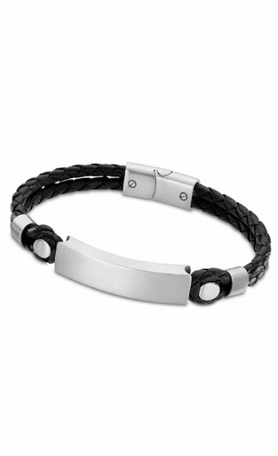 [LS2103-2/2] Pulsera Lotus Style Hombre Dark Style Piel Negra LS2103-2/2