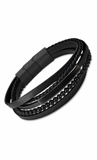 [LS2144-2/4] Pulsera Lotus Style Urban Hombre Piel Negra LS2144-2/4