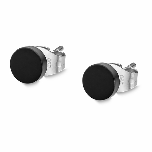 [LS2165-4/1] Pendientes Lotus Style Hombre Acero Inox Negro LS2165-4/1