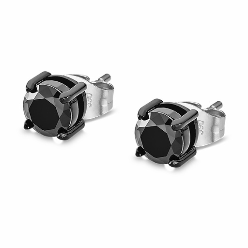 [LS2167-4/2] Pendientes Lotus Style Hombre Acero Inox Circonita negra LS2167-4/2